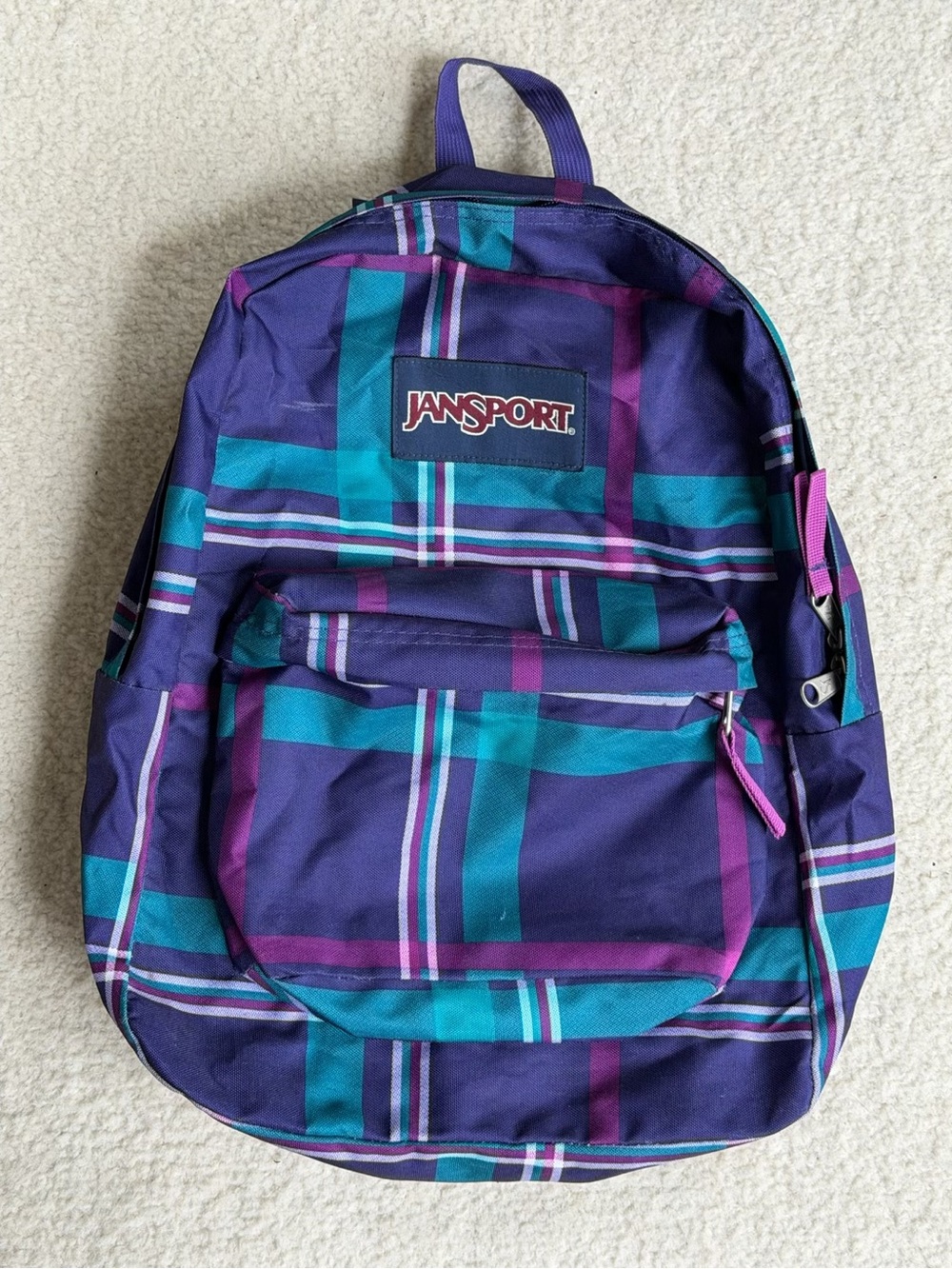 JanSport Purple Plaid Backpack